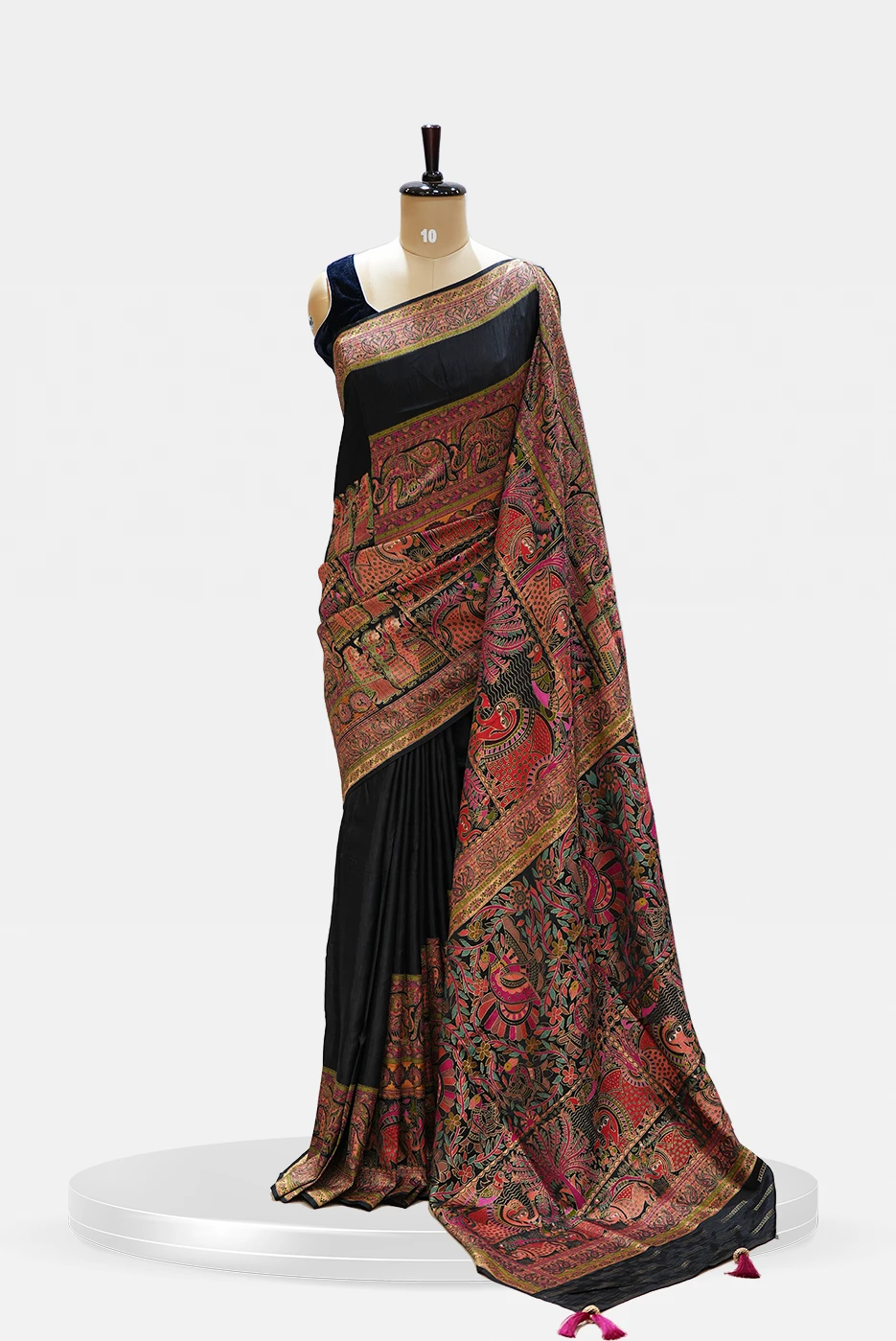 Kalamkari Silk Saree Exquisite Black QS254555