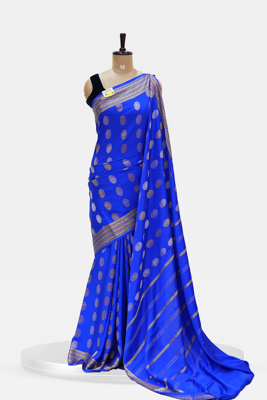 Pure Mysore Silk with Golden and Silver Bhutta Royal Blue QS251227