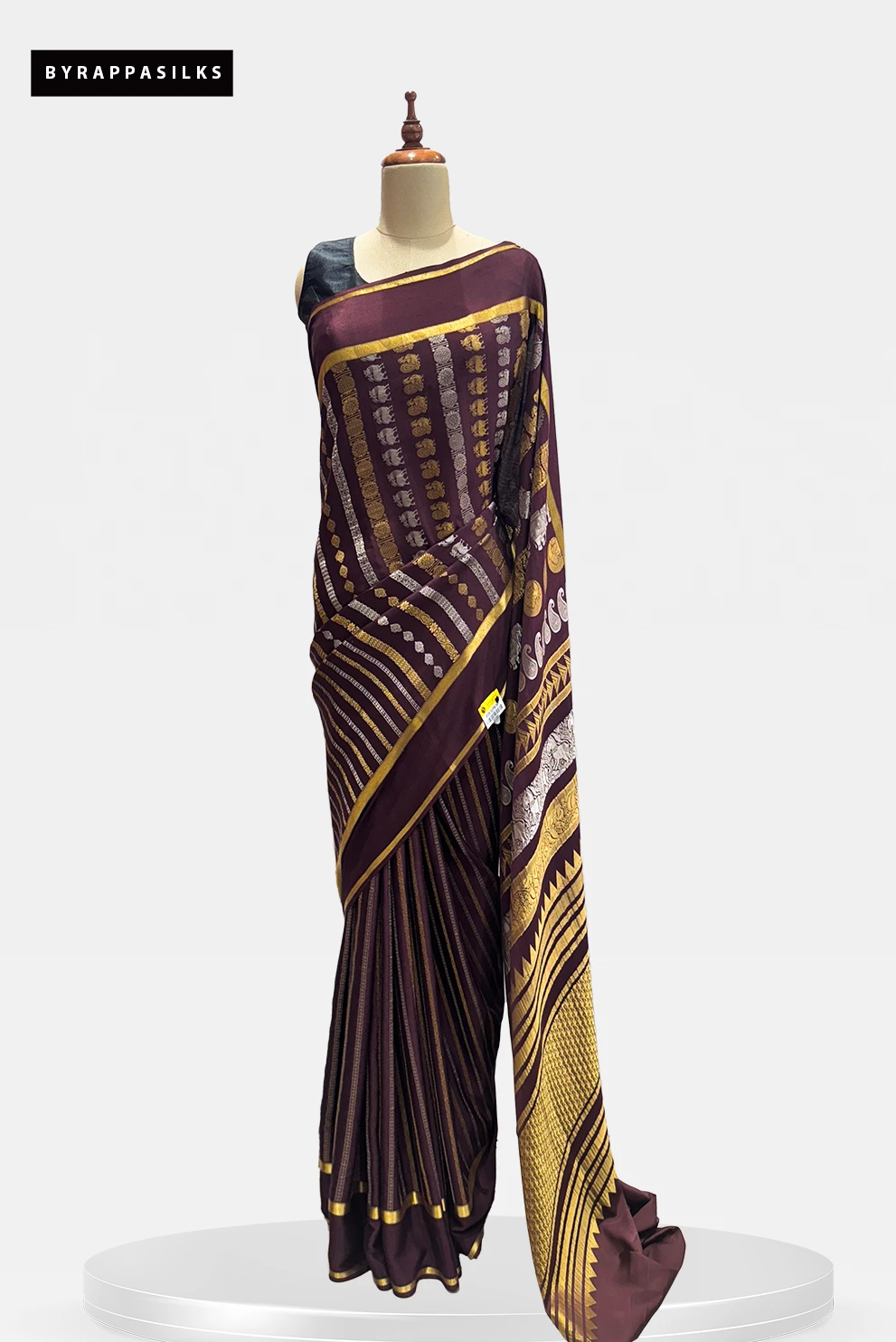 Mysore Silk Pure Crape Saree Brown Colour QS290862