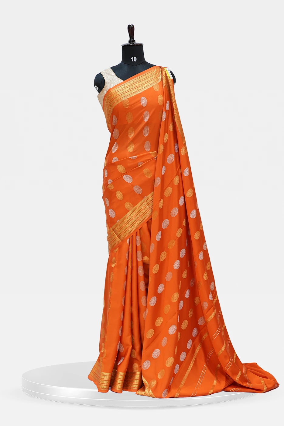 Pure Mysore Silk with Golden and Silver Bhutta Orange QS251228
