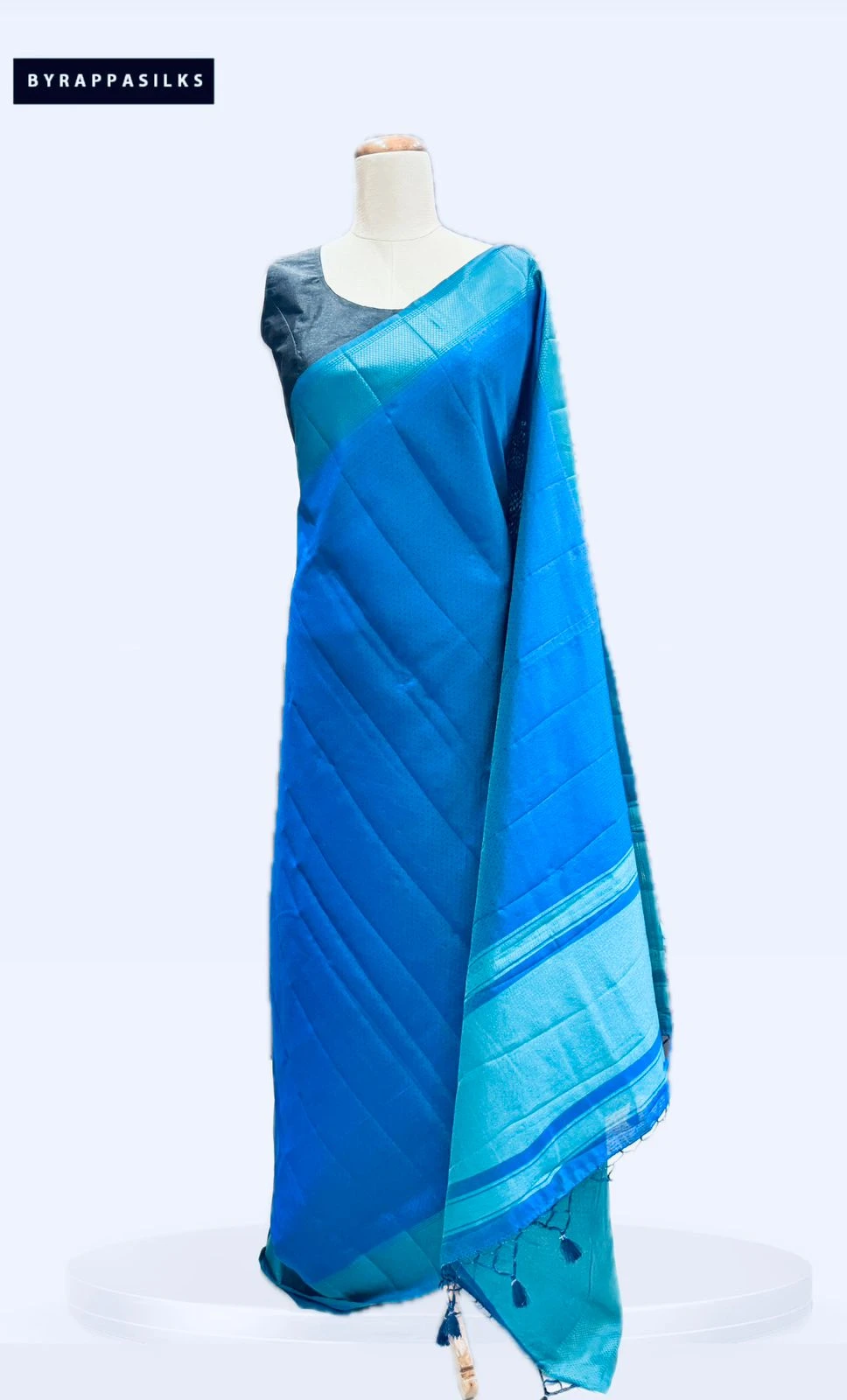 Semi Tussar Saree Blue with small Butti QS273703