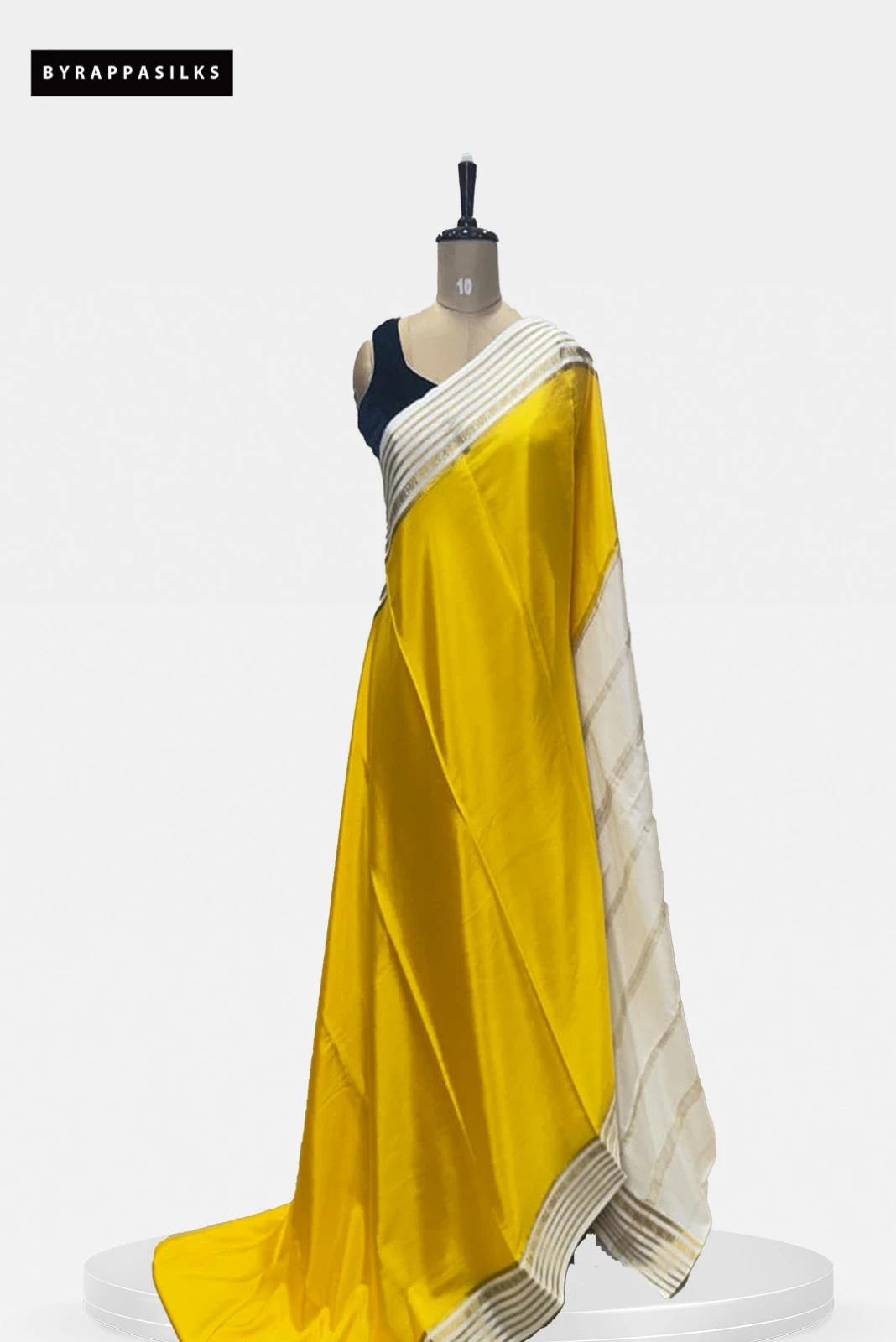 Pure Mysore Silk Saree with Yellow & Contrast White Zari Border QS255177