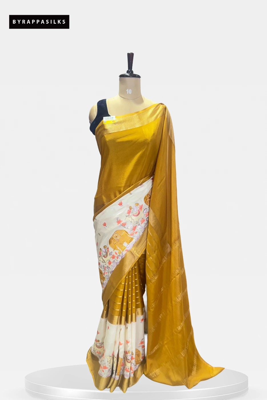 Pure Mysore Silk Saree Yellow & Off-White QS284400