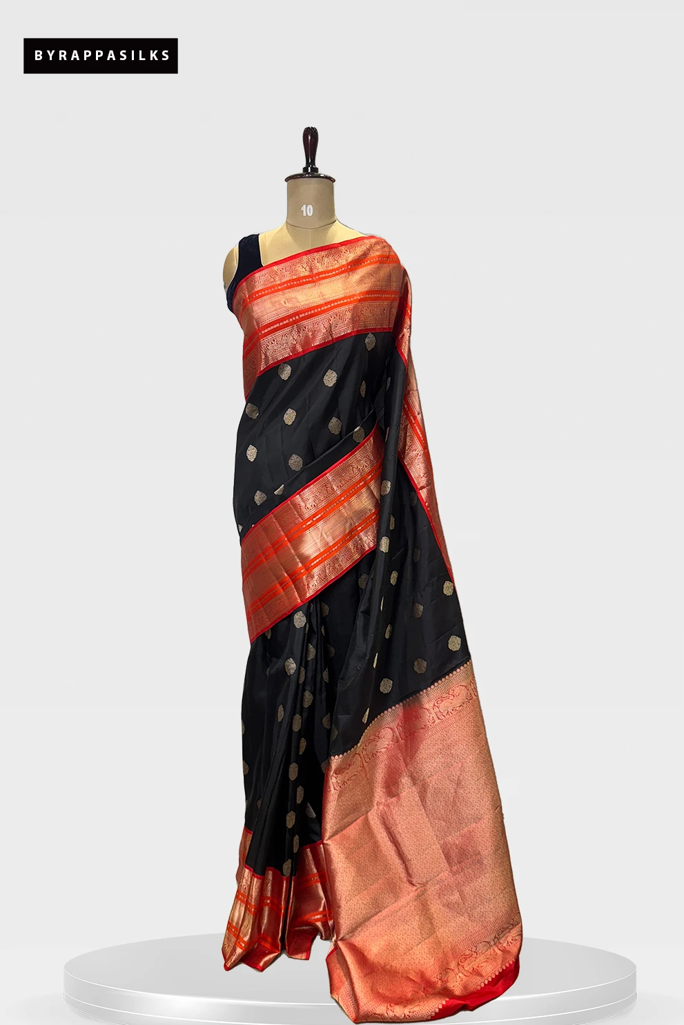 Black saree With Orange Border QS276427