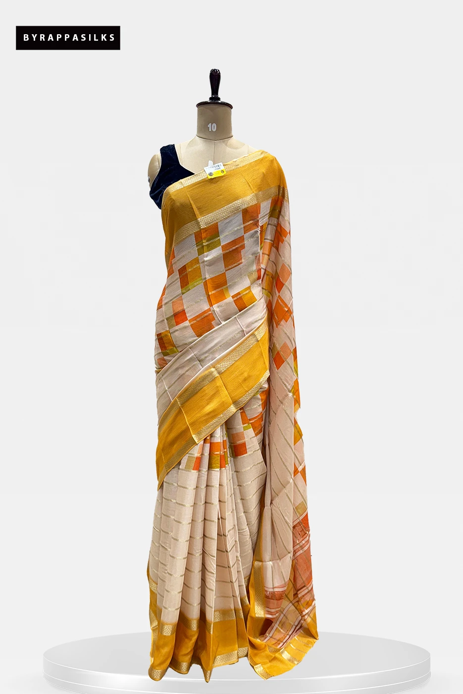 Wrinkle Crape Pure Mysore Silk Saree Yellow & Cream QW203024